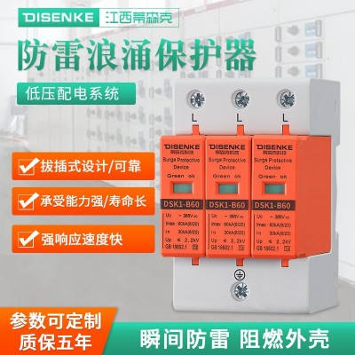 浪涌保护器4P电源防雷击保护器家用220V电涌保护模块开关漏电保护